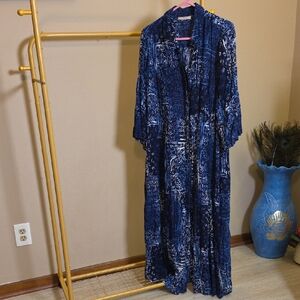 Woman Within Navy Blue Printed Maxi Dress